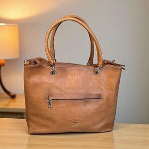 Cavalcanti Italian Designer Cognac Leather Handbag Purse Satchel Tote